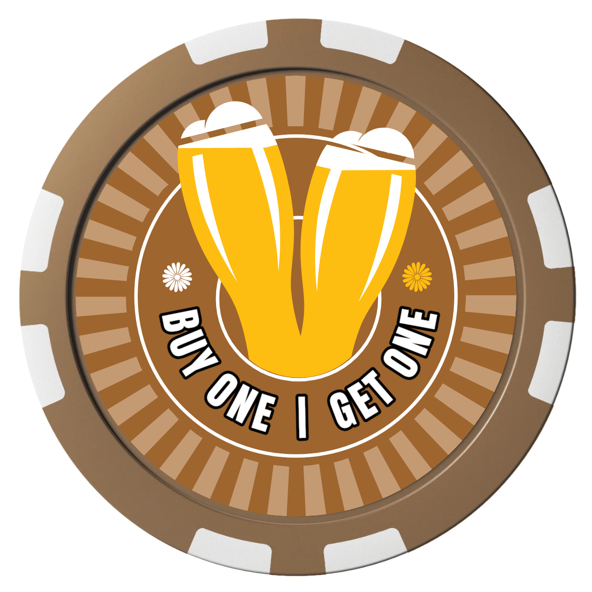 Double Pint Composite Poker Chips - Brown / 8 Stripe - Front