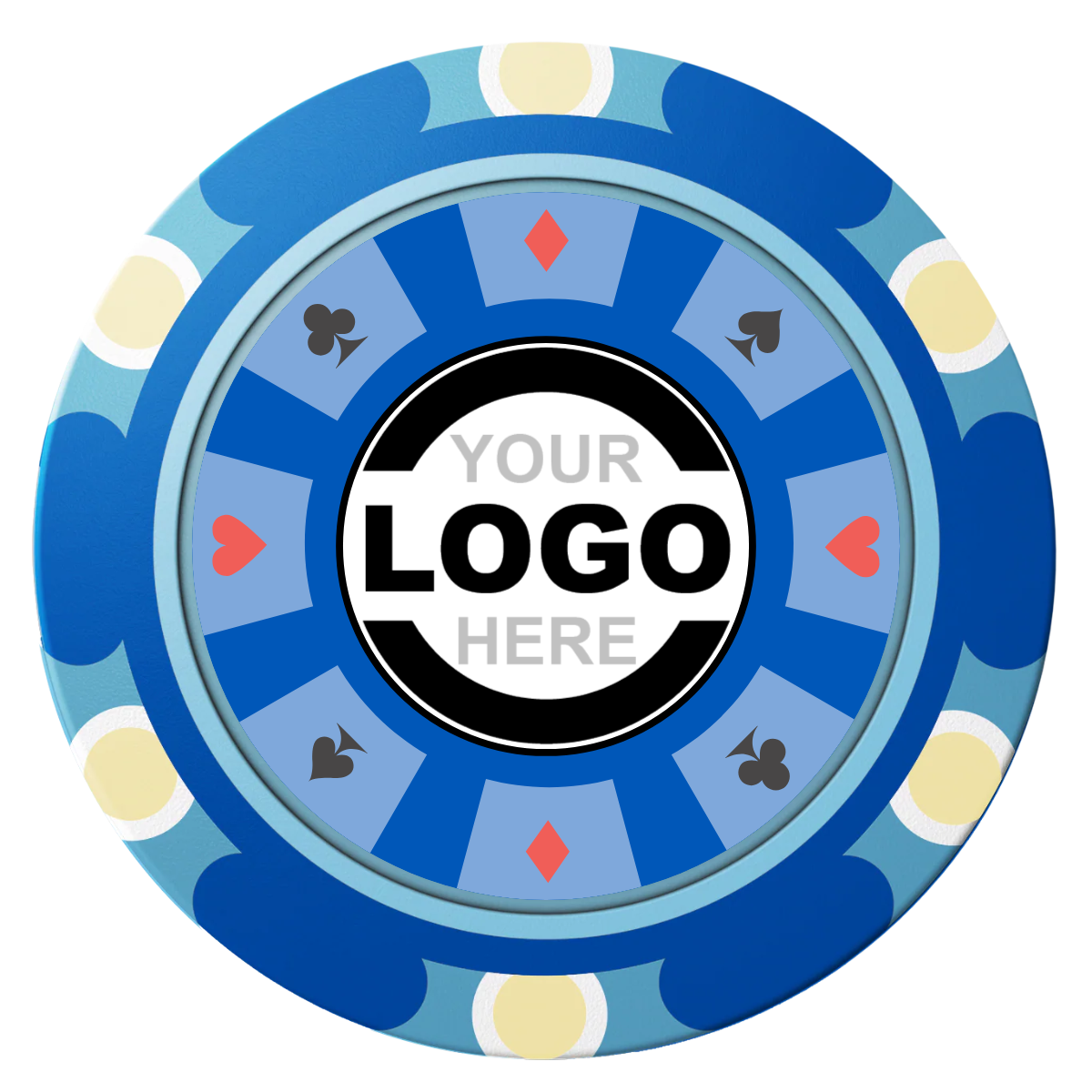 Suit 8 Your Logo Clay Poker Chips - Blue / Monte Carlo / 40mm - Front