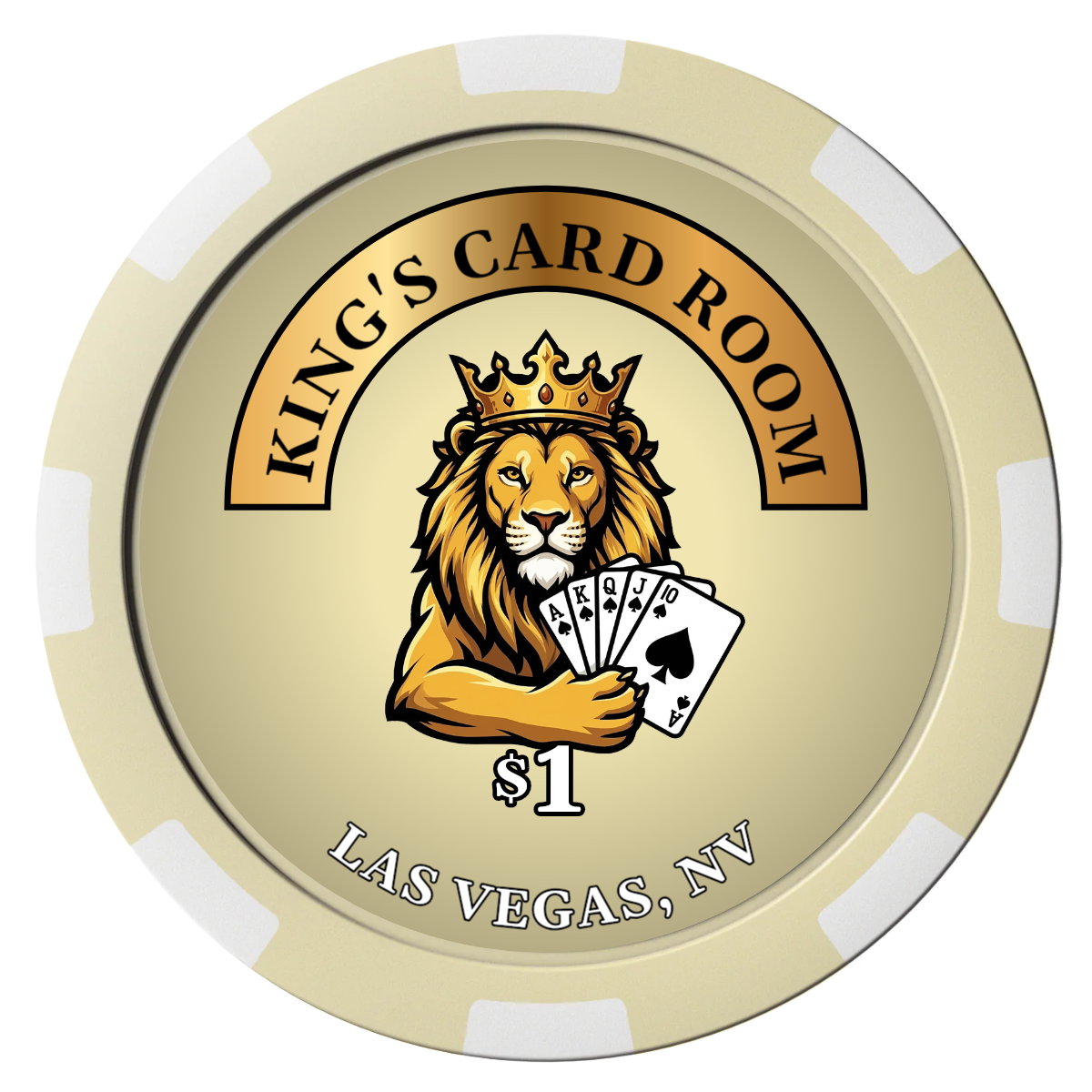 King's Card Room Magnetic Composite Poker Chips - Ivory / 8 Spot - Back
