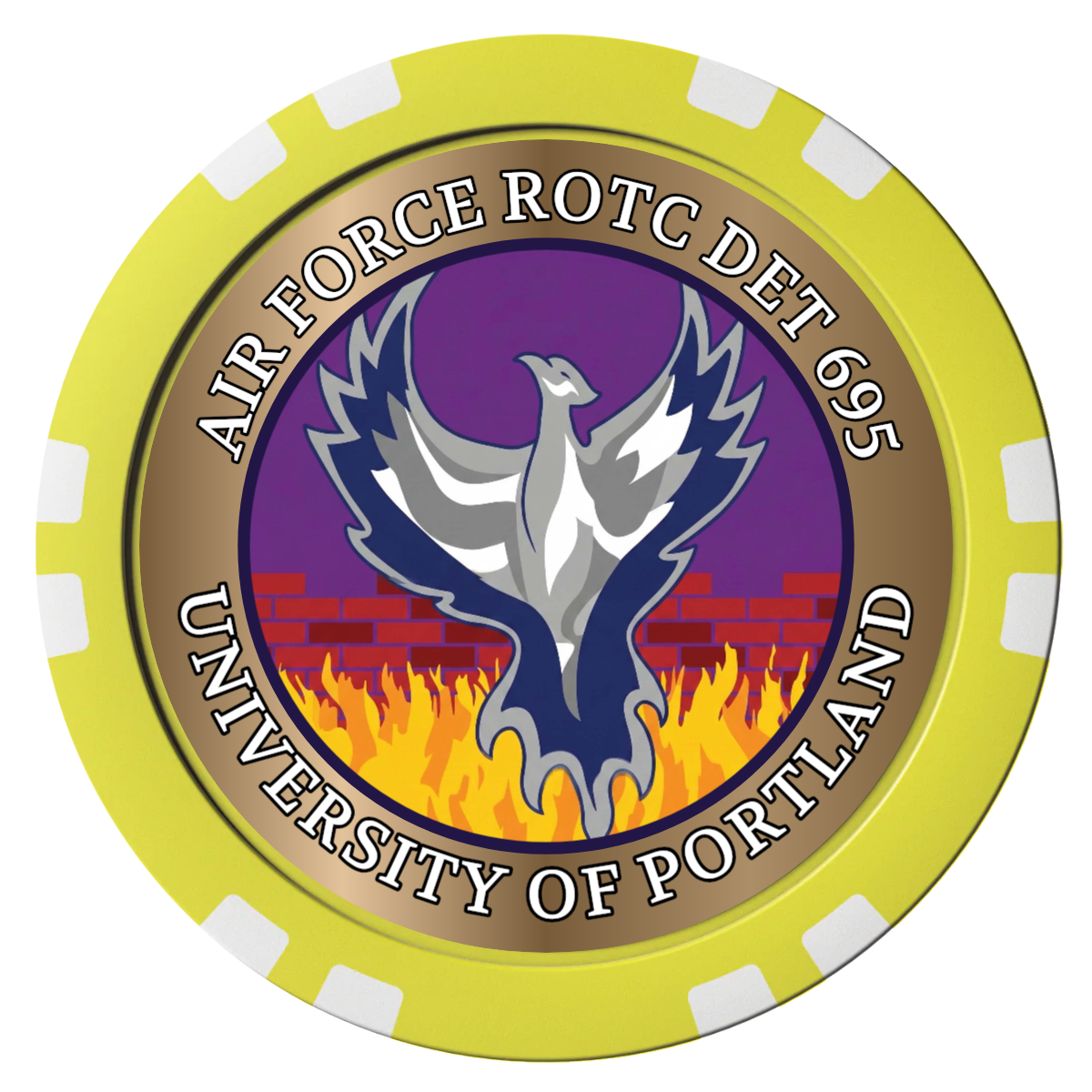 Air Force ROTC Det 695 Composite Poker Chips - Yellow / Double Stripe - Front