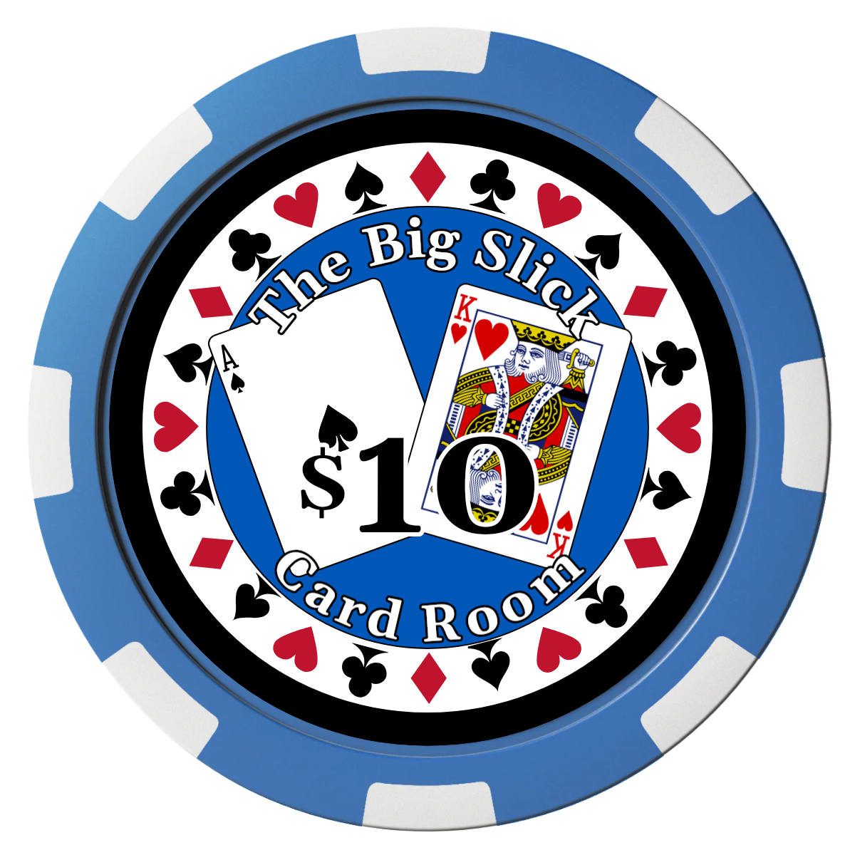 AK Big Slick Composite Poker Chips - Blue / 8 Spot - Front