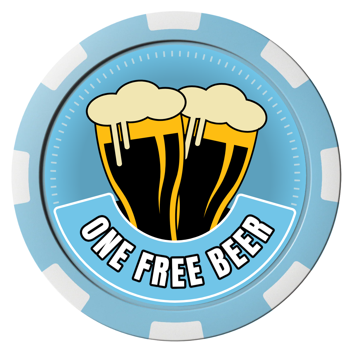 Double Pint 2 Composite Poker Chips - Light Blue / 8 Spot - Front