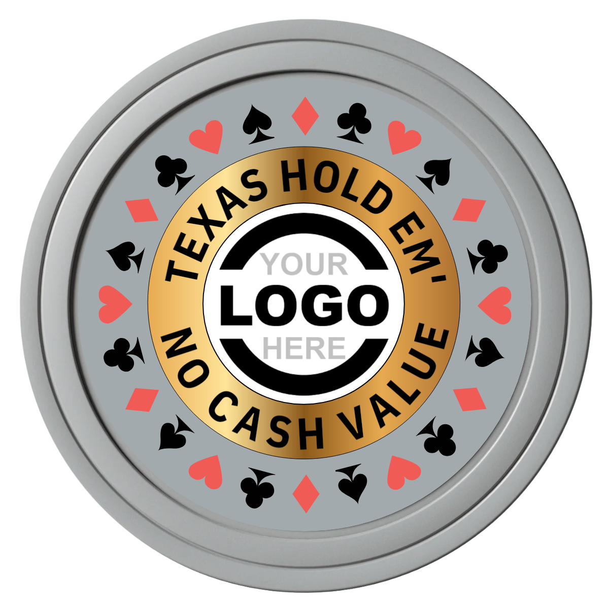 Texas Hold Em' Composite Poker Chips - Gray / Solid - Front