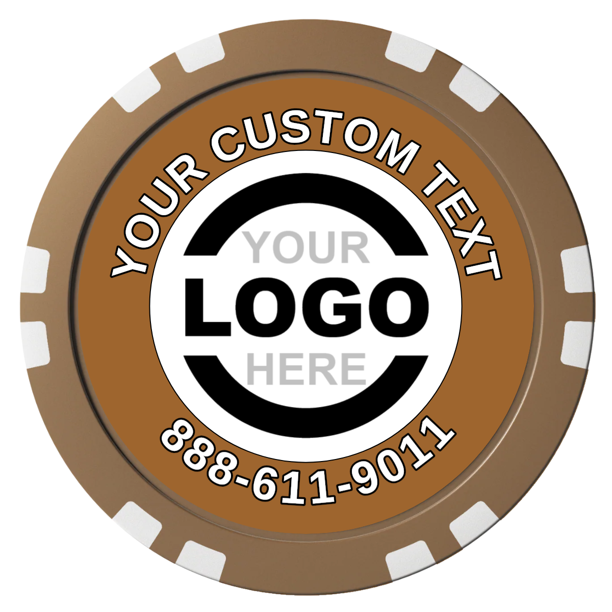 Branded Logo Composite Poker Chips - Brown / Double Stripe - Front