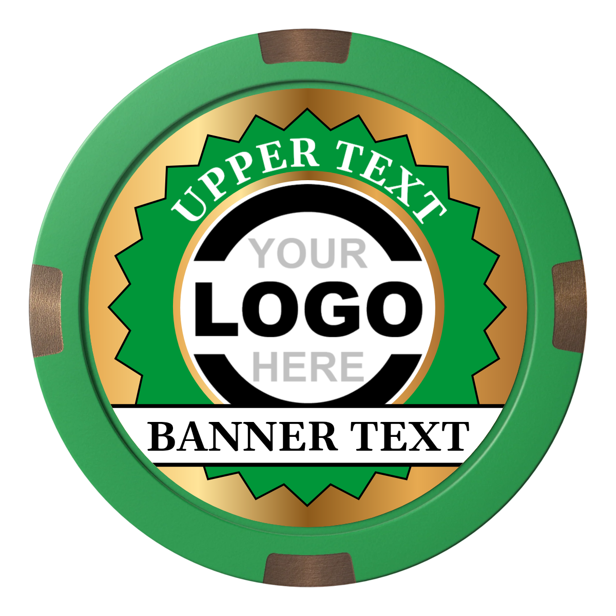 Stamp of Approval Composite & Metal Hybrid Poker Chips - Green - Back