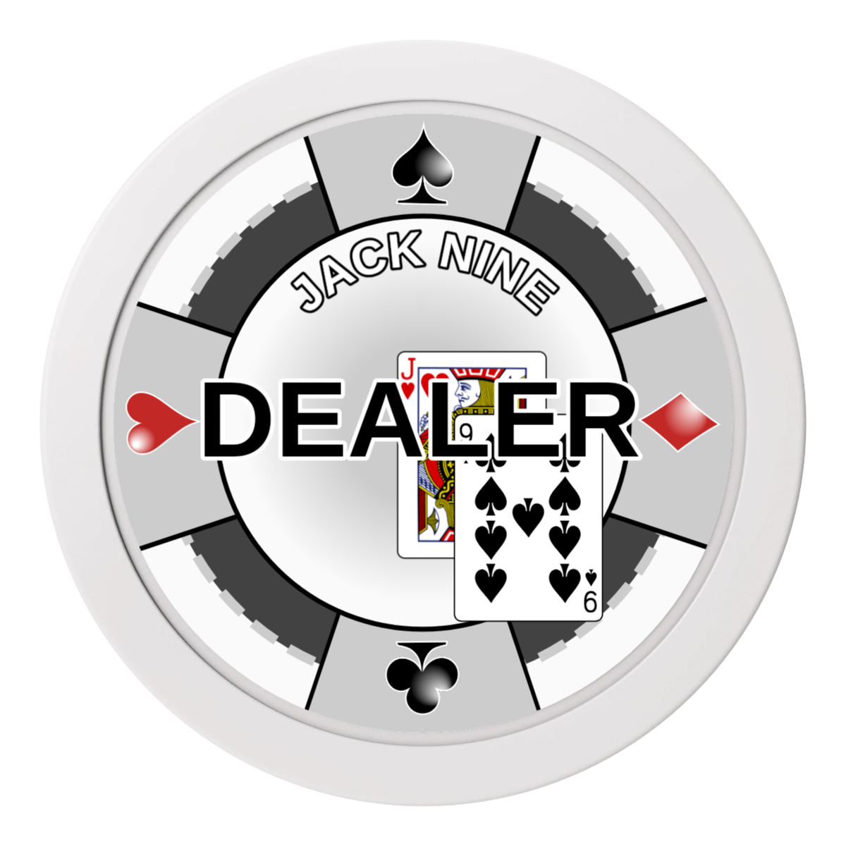 Jack Nine Card Room 2" Composite Dealer Button - White - Back