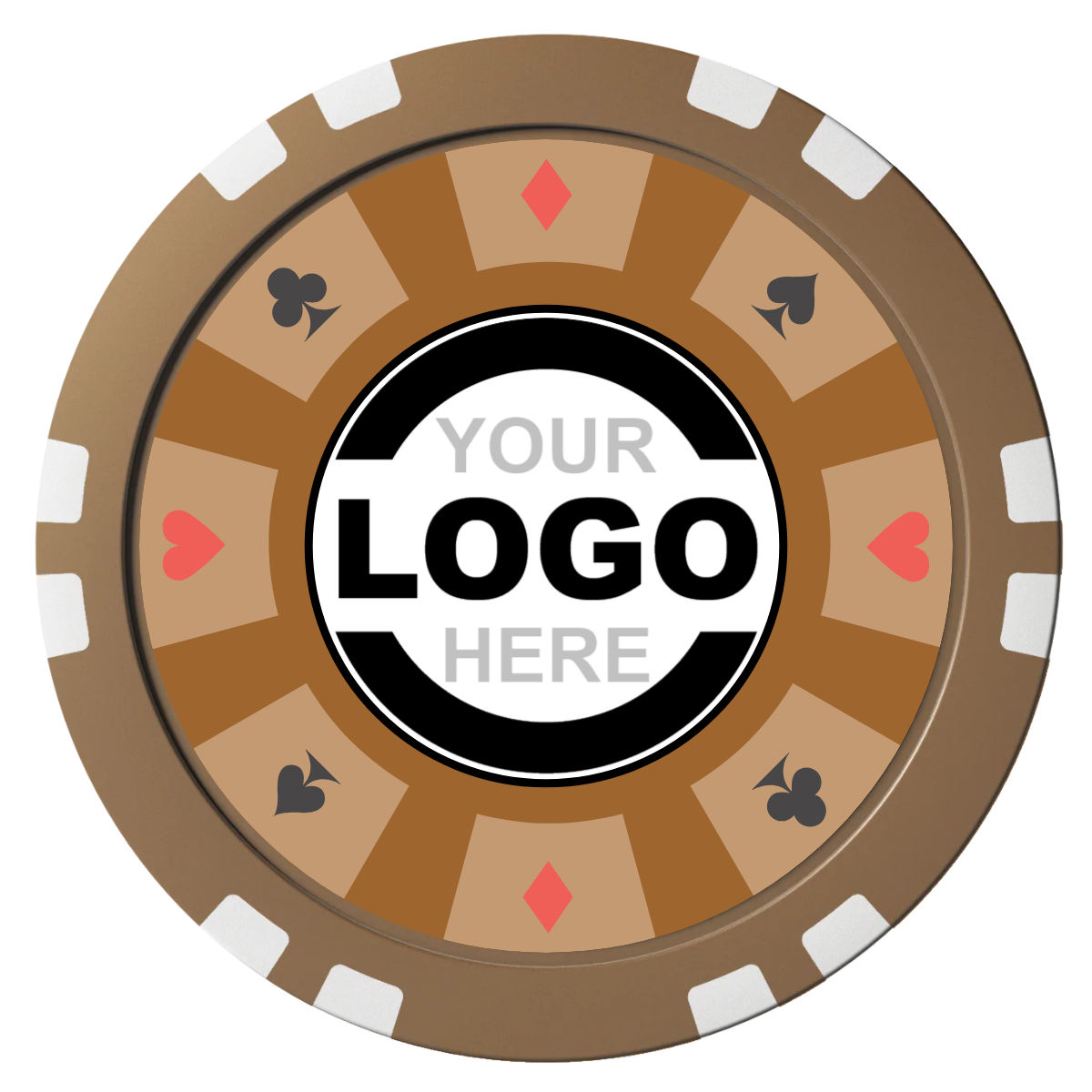 Suit 8 Your Logo Composite Poker Chips - Brown / Double Stripe - Front