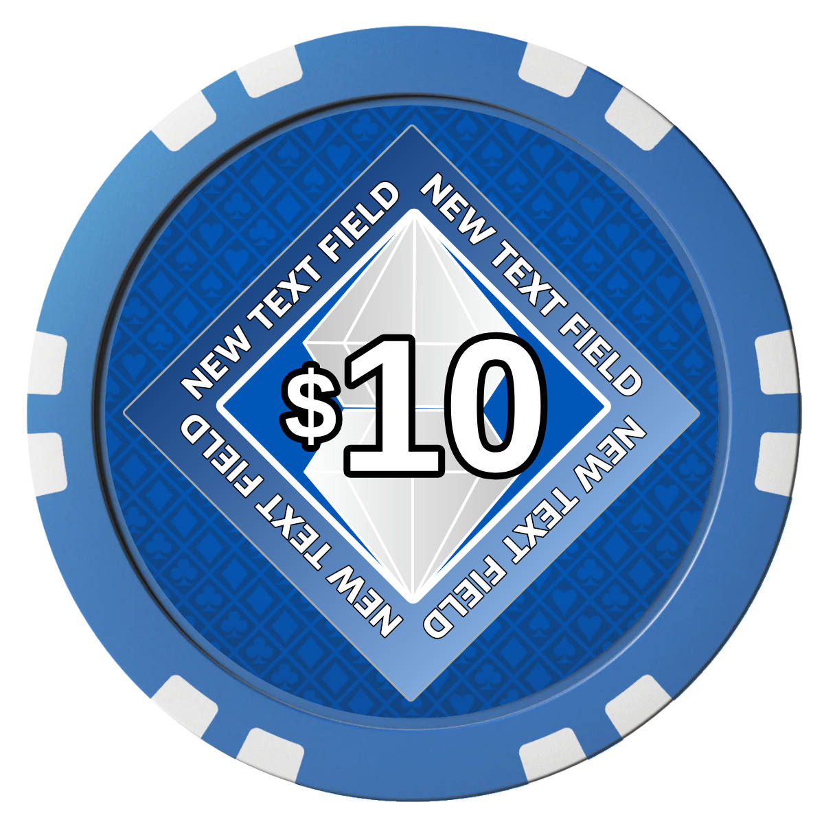 Diamond in the Rough Composite Poker Chips - Blue / Double Stripe - Front