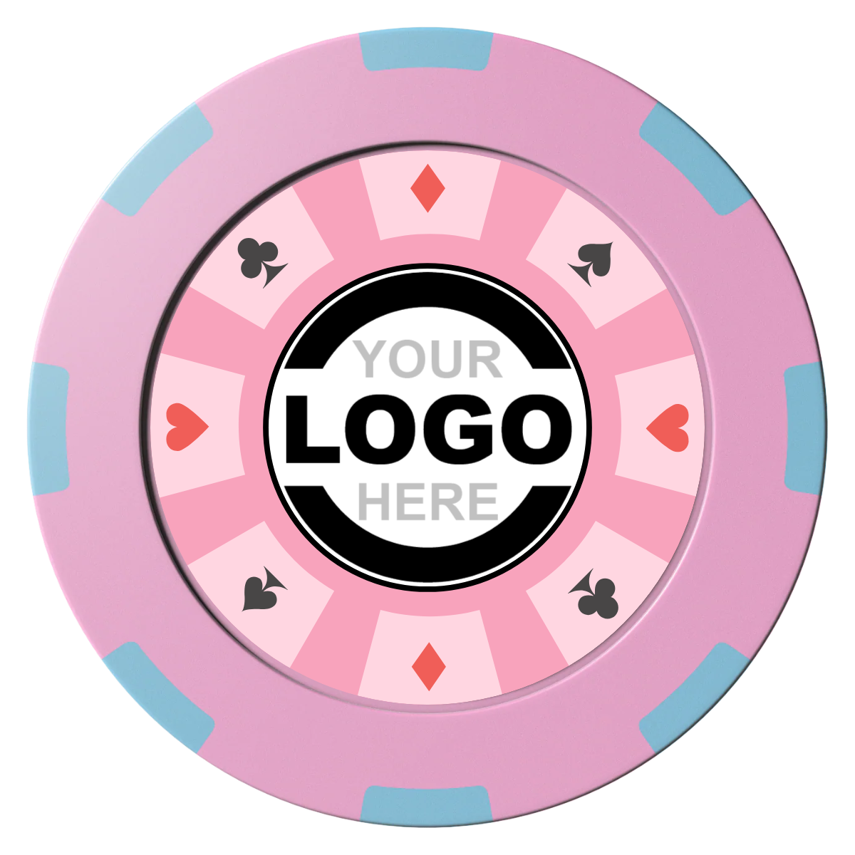 Suit 8 Your Logo Clay Poker Chips - Pink / 8 Spot (2 Tone) / 40mm - Front