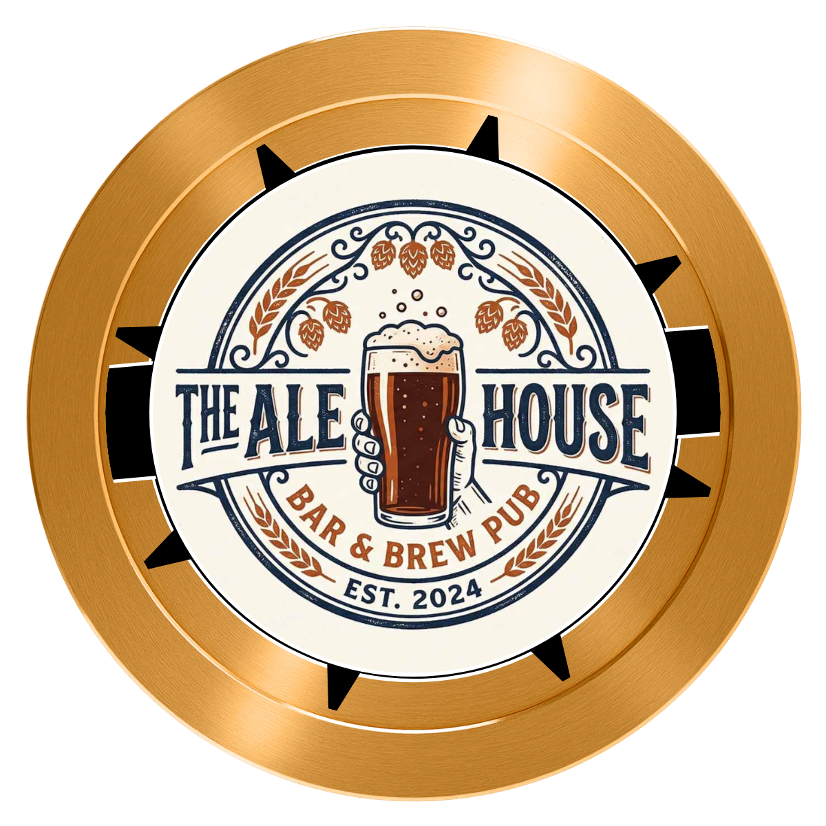 Free Beer Drink Aluminum Poker Chips - Gold - Back