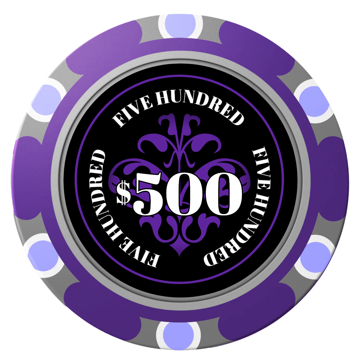 Gothic Revival Clay Poker Chips - Purple / Monte Carlo / 40mm - Front