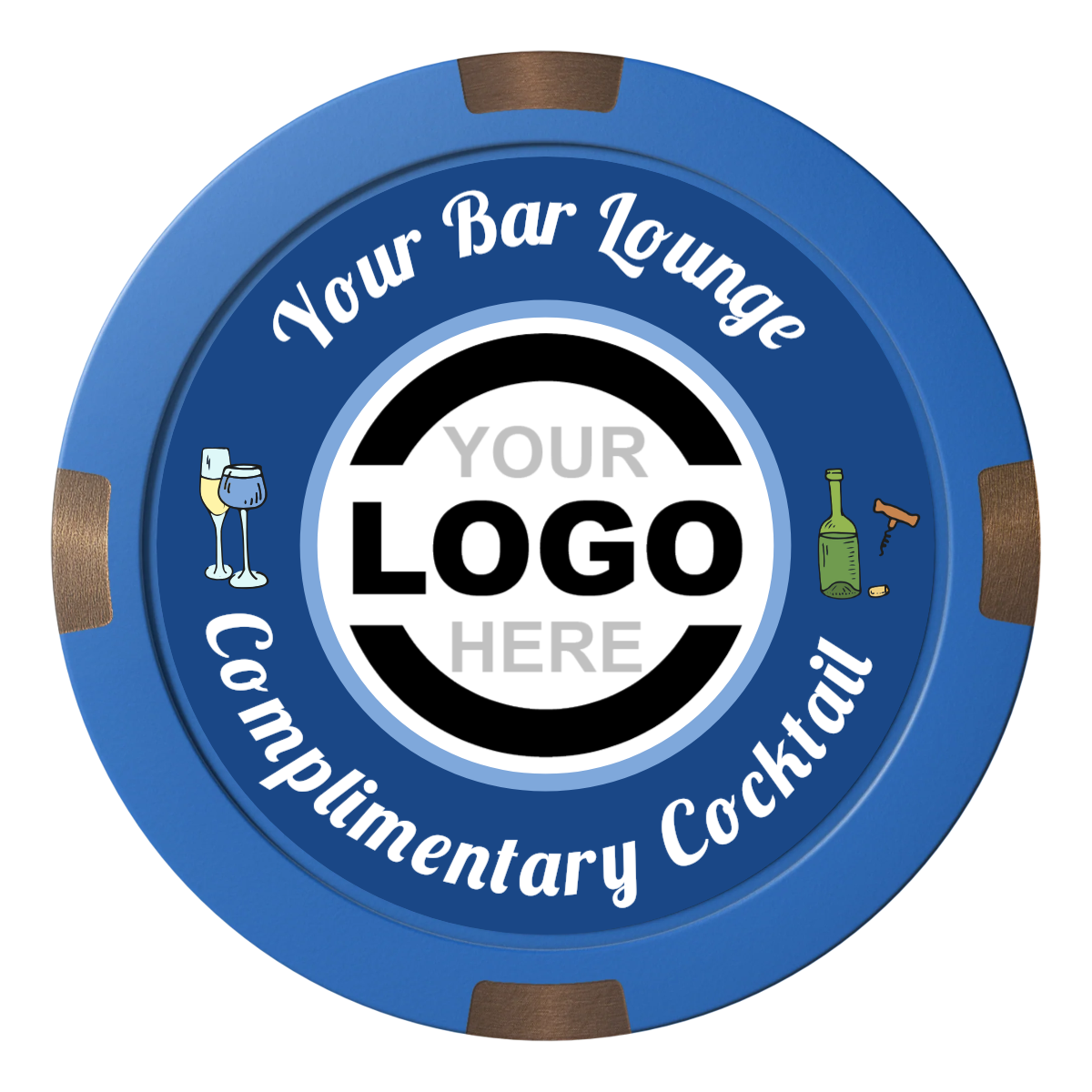 Fancy Drink Composite & Metal Hybrid Poker Chips - Blue - Back