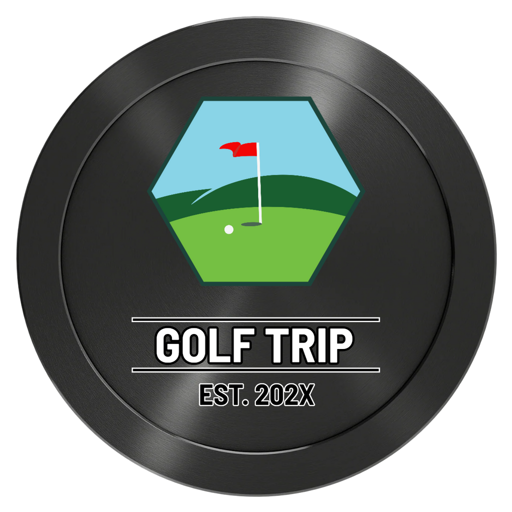 Golf Trip #001 Aluminum Poker Chips - Black - Back