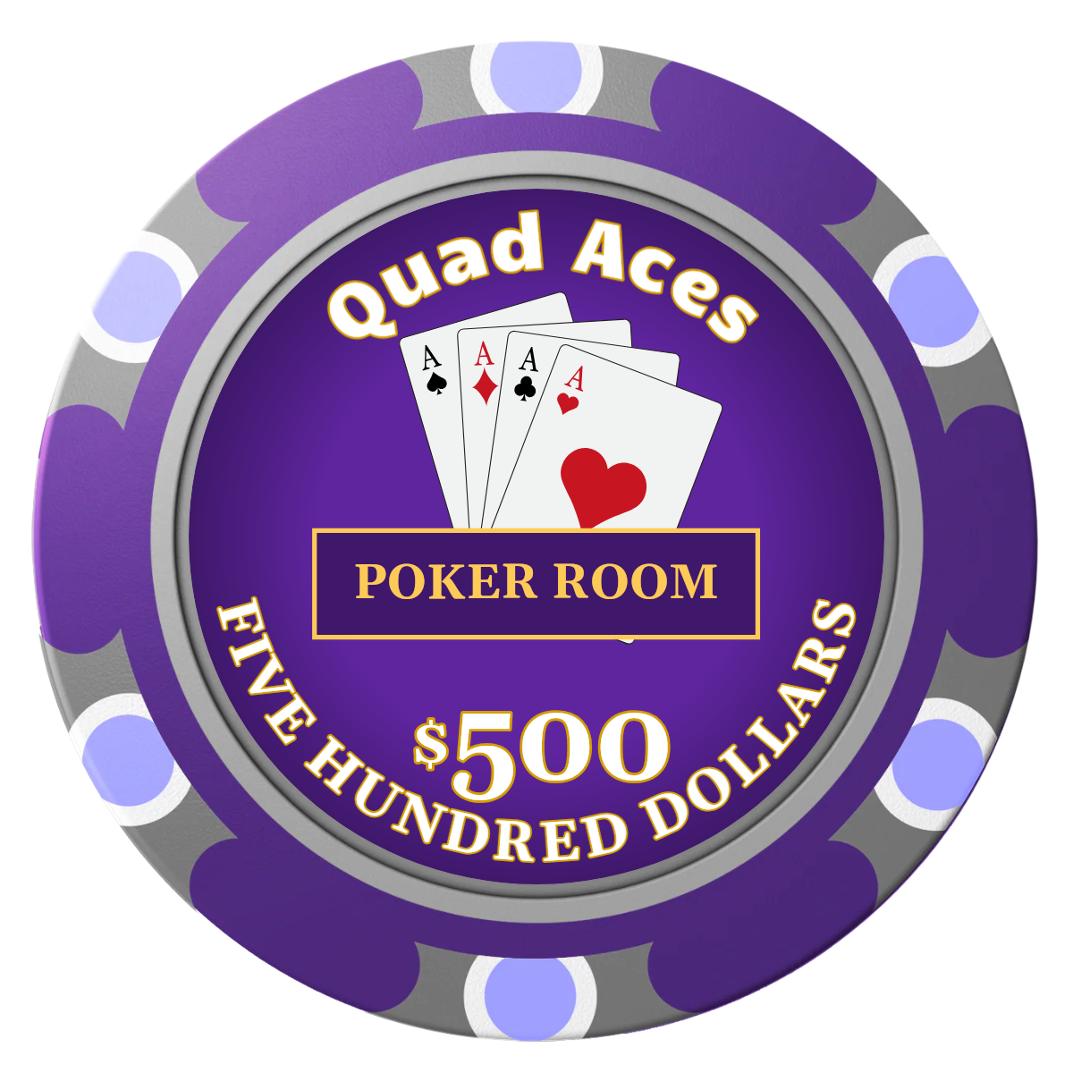 Quad Aces Clay Poker Chips - Purple / Monte Carlo / 40mm - Front