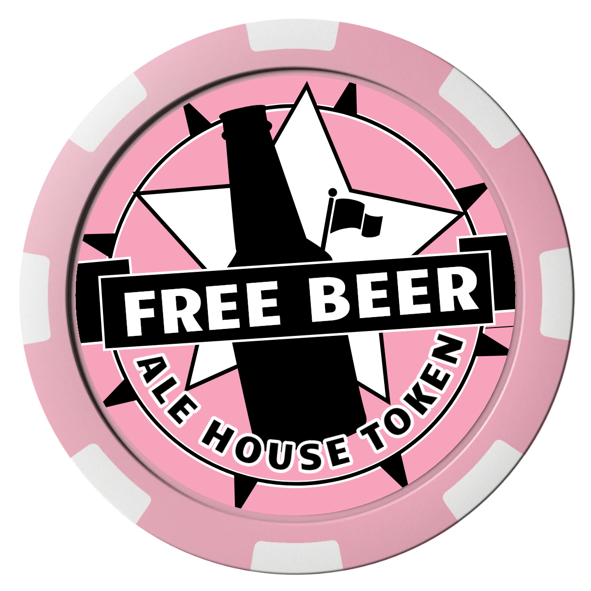 Free Beer Drink Composite Poker Chips - Pink / 8 Spot - Front