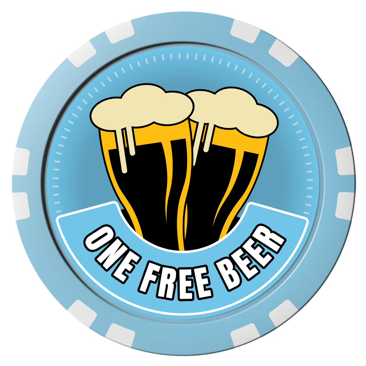 Double Pint 2 Composite Poker Chips - Light Blue / Double Stripe - Front