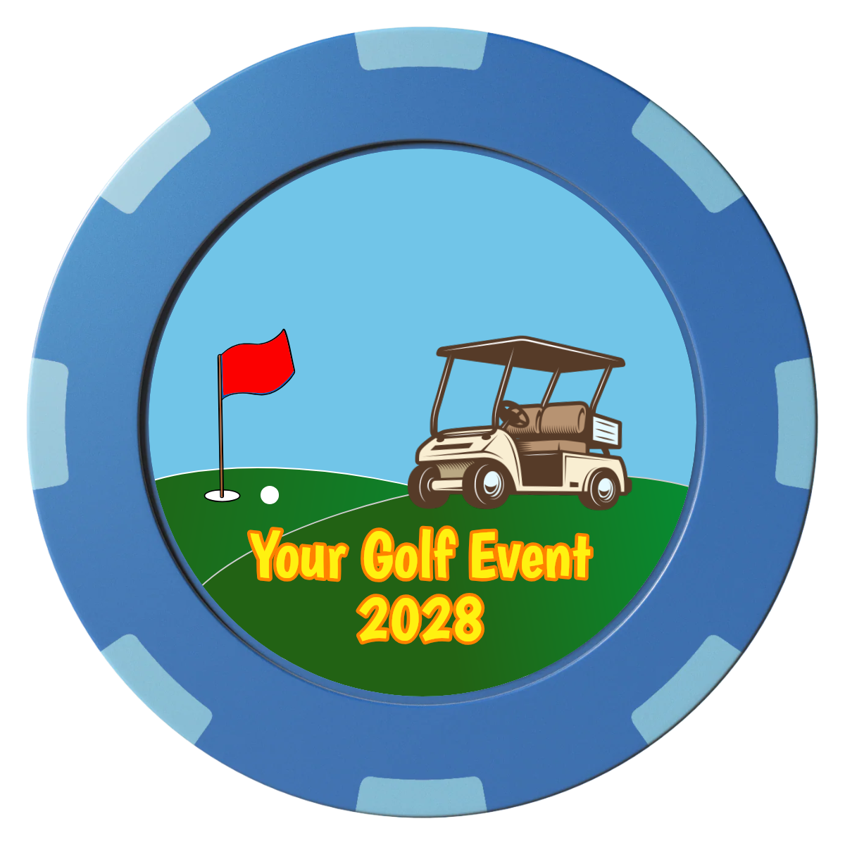 Going Golfing Today Clay Poker Chips - Blue / 8 Spot (2 Tone) / 40mm - Front