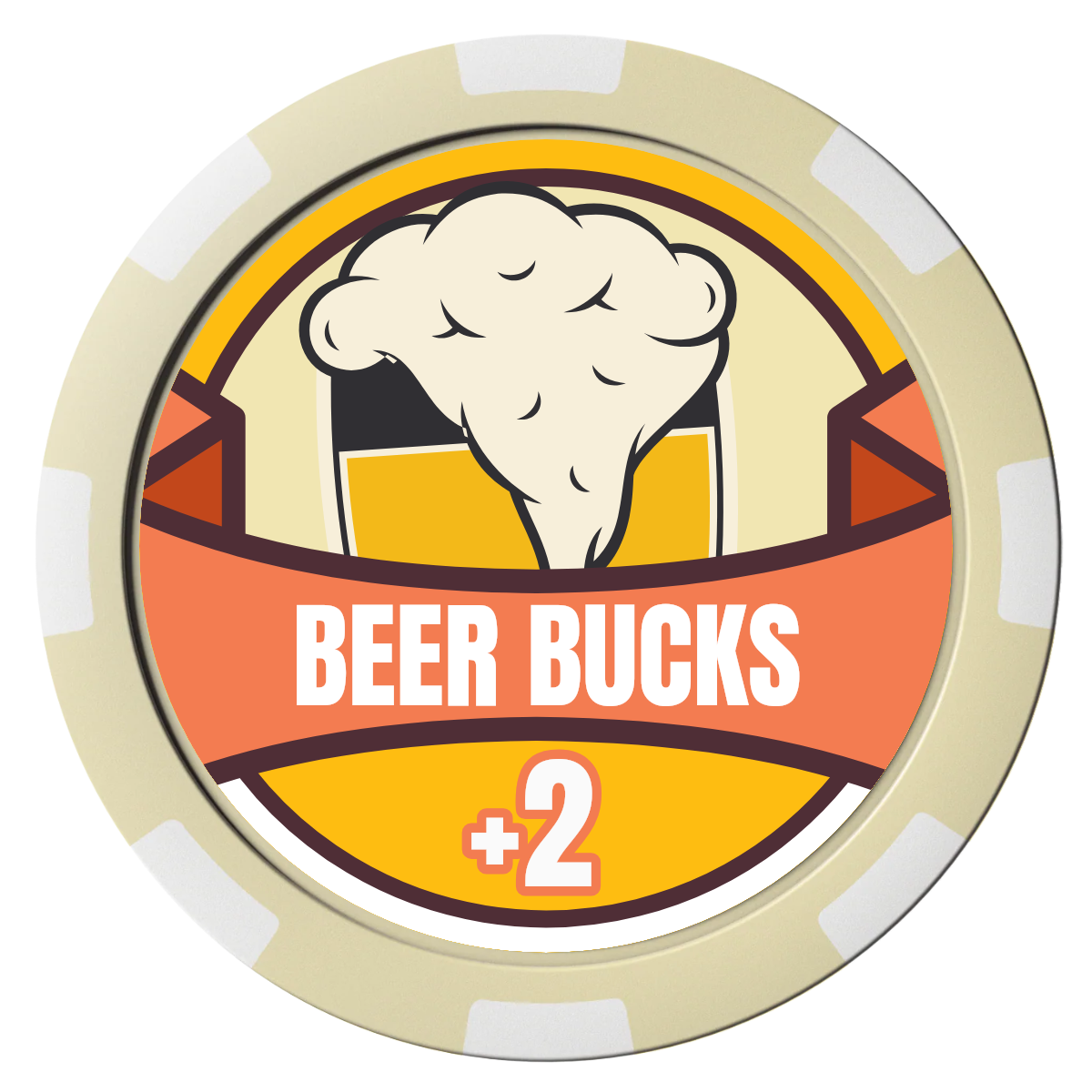 Banner Brew Magnetic Composite Poker Chips - Ivory / 8 Spot - Front