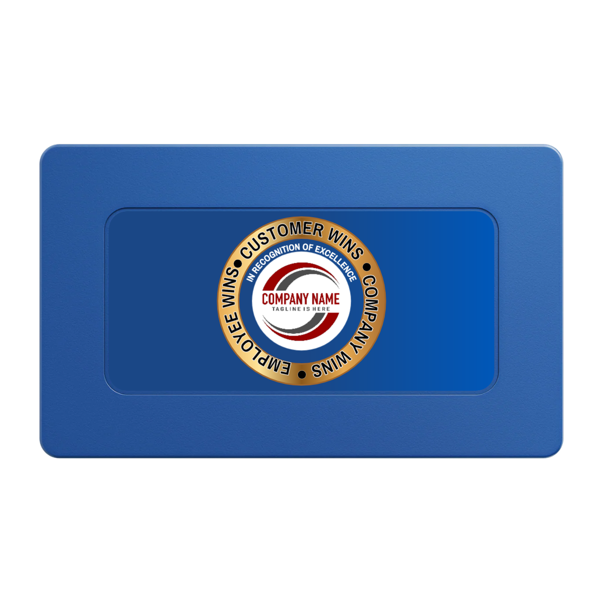 Gold Standard Rectangular Poker Chip Plaques - Blue - Front