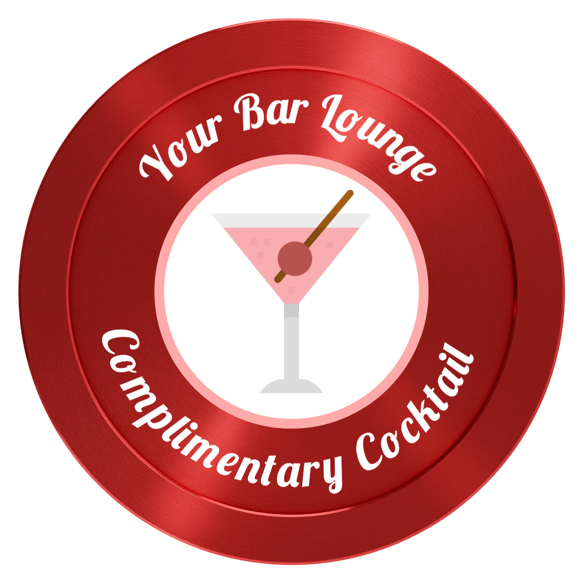 Fancy Drink Aluminum Poker Chips - Red - Front