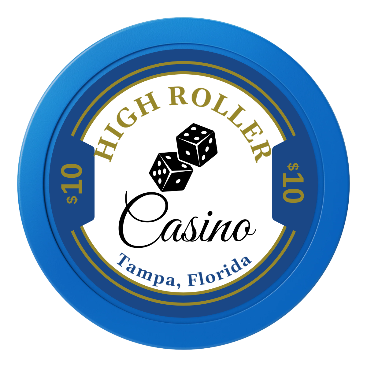 High Roller Casino 2" Oversized Poker Chips - Blue - Front