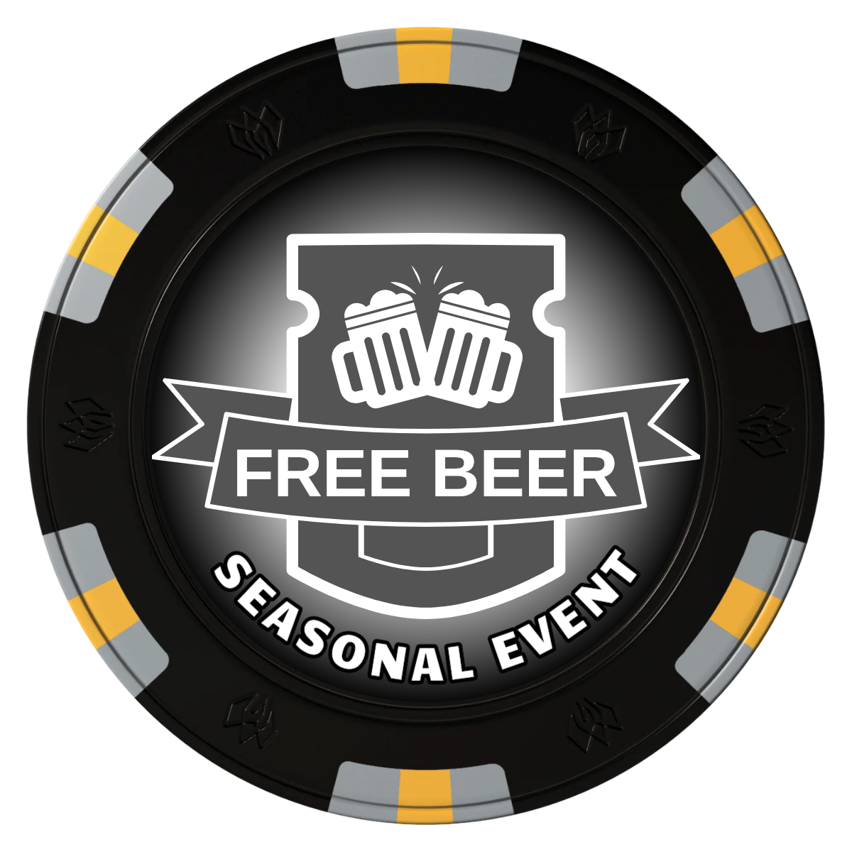 Craft Beer #001 Clay Poker Chips - Black / 6 Spot Gem / 43mm - Front