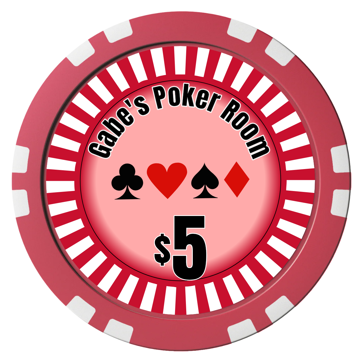 Gabe's Poker Room Composite Poker Chips - Red / Double Stripe - Front