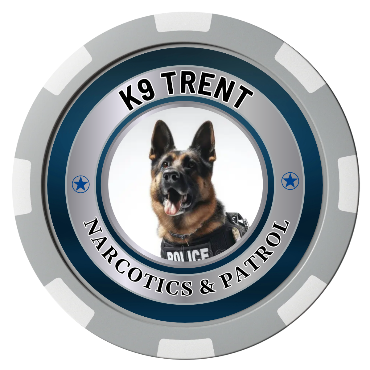 K-9 Trent Composite Poker Chips - Gray / 8 Spot - Front