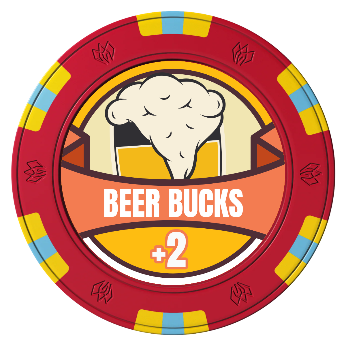 Banner Brew Clay Poker Chips - Red / 6 Spot Gem / 43mm - Front