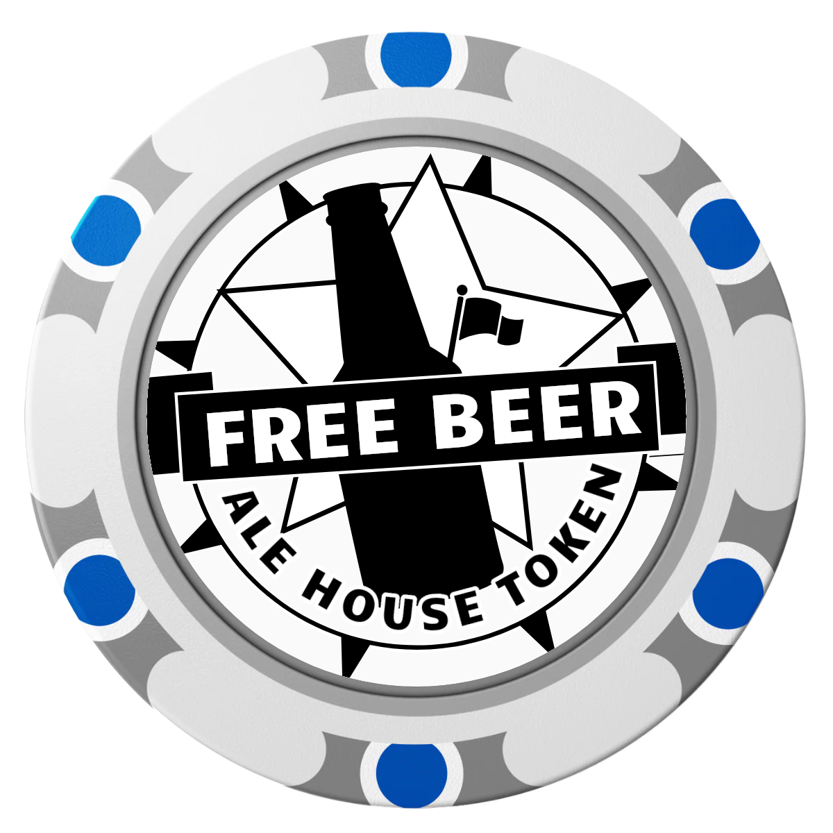 Free Beer Drink Clay Poker Chips - White / Monte Carlo / 40mm - Front