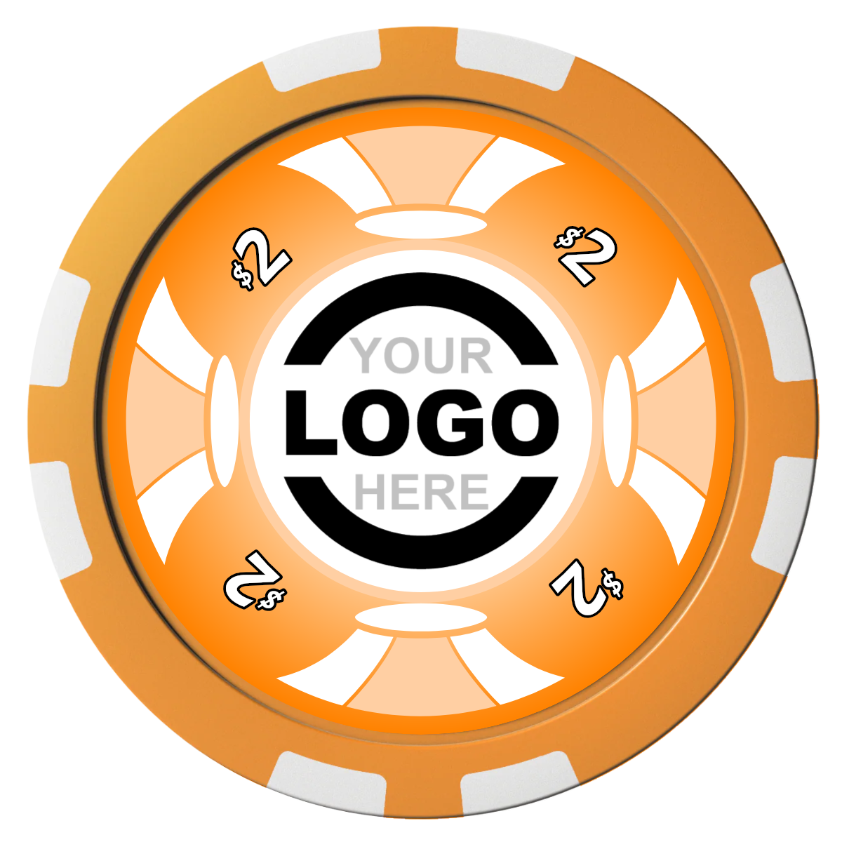 Alan Baker 4-2S A Composite Poker Chips - Orange / 8 Stripe - Front