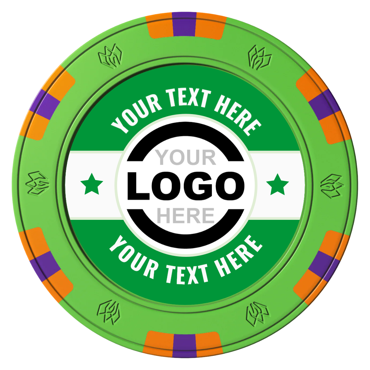 Star Banner Clay Poker Chips - Green / 6 Spot Gem / 43mm - Front