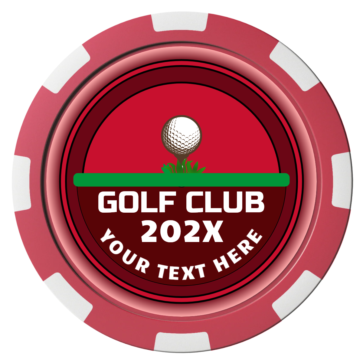 Teed Up Composite Poker Chips - Red / 8 Spot - Front