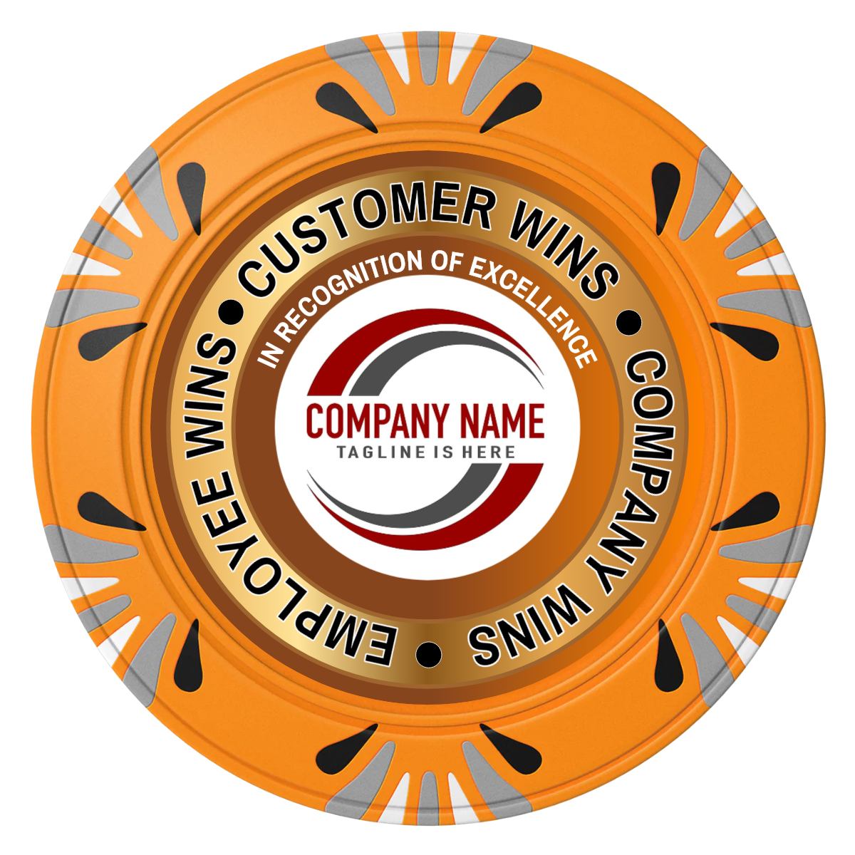 Gold Standard Clay Poker Chips - Orange / Macau / 40mm - Front