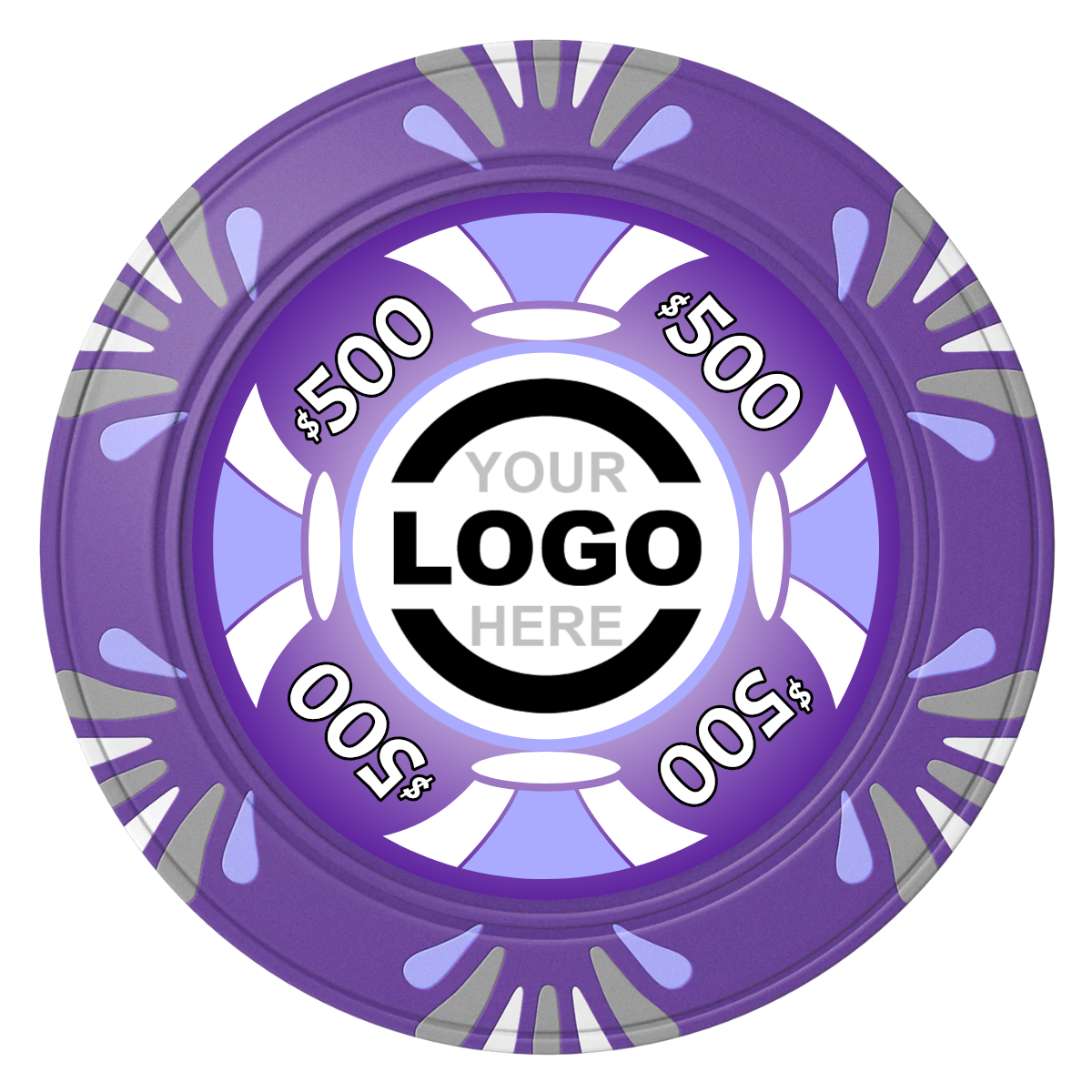 Alan Baker 4-2S A Clay Poker Chips - Purple / Macau / 40mm - Front