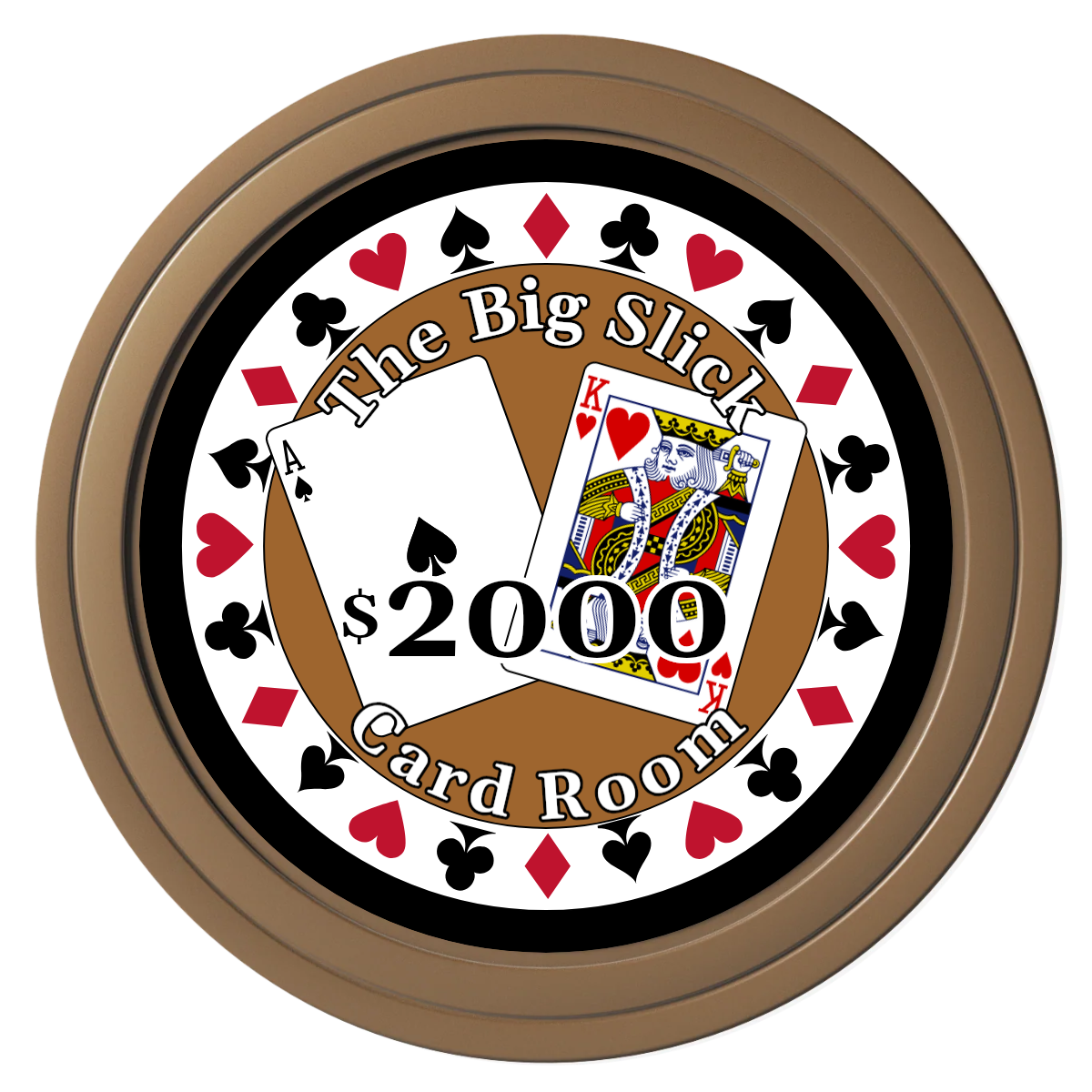 AK Big Slick Composite Poker Chips - Brown / Solid - Front