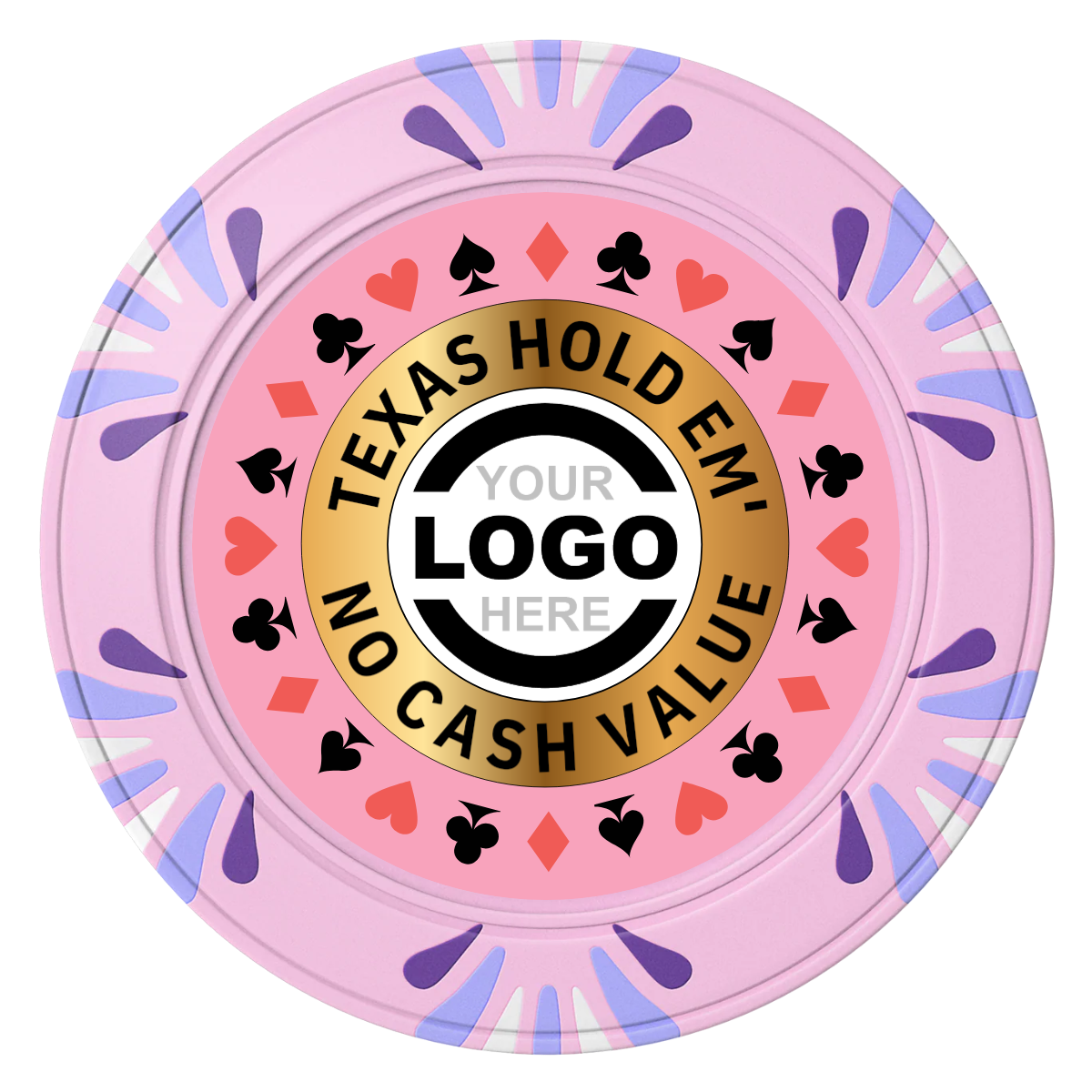 Texas Hold Em' Clay Poker Chips - Pink / Macau / 40mm - Front