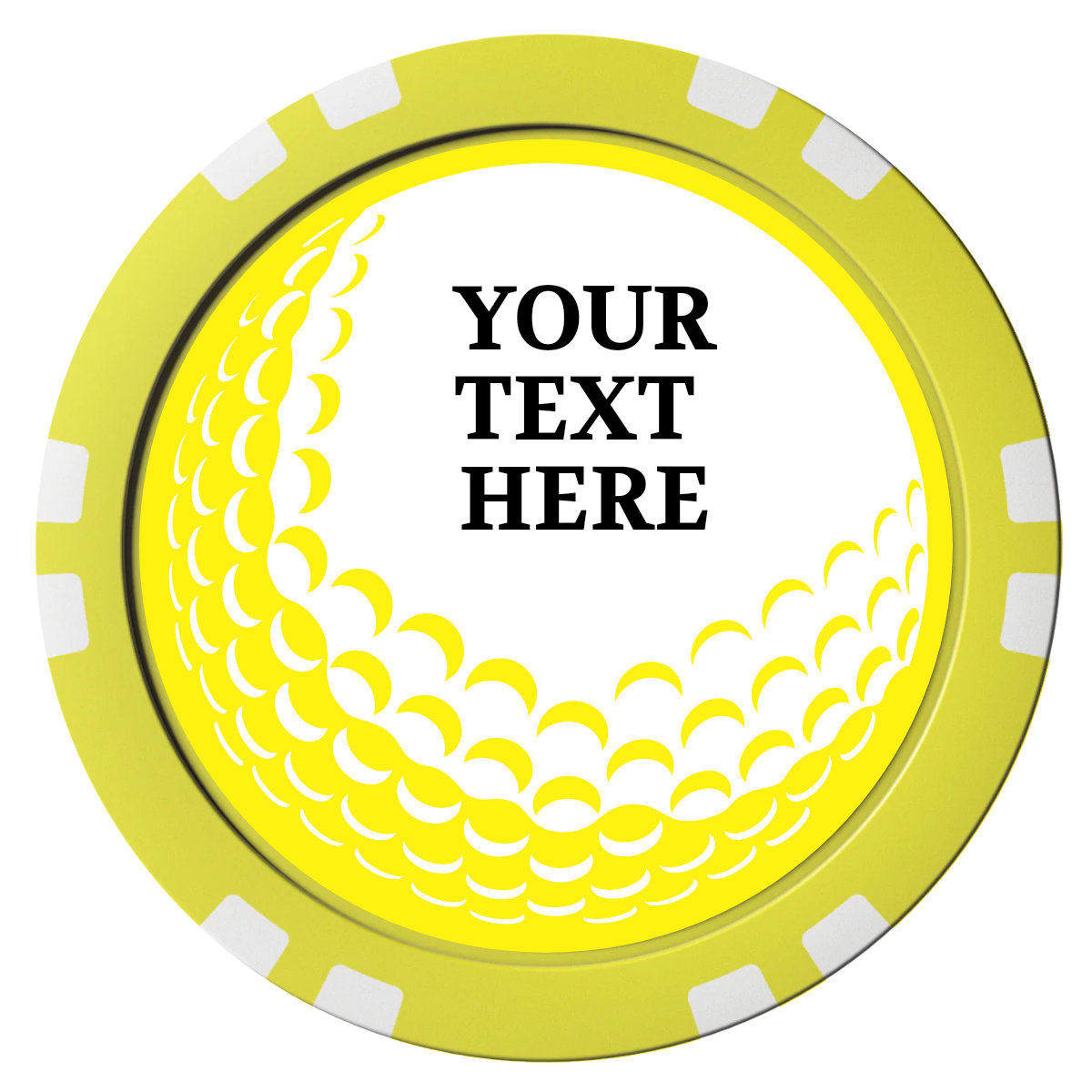 Hole In One Composite Poker Chips - Yellow / Double Stripe - Front