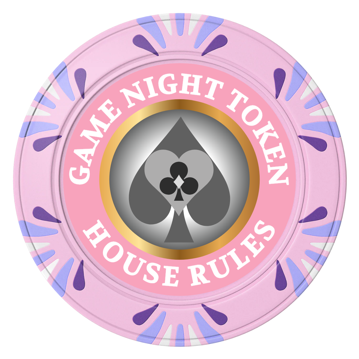 Stacked Suits Clay Poker Chips - Pink / Macau / 40mm - Front