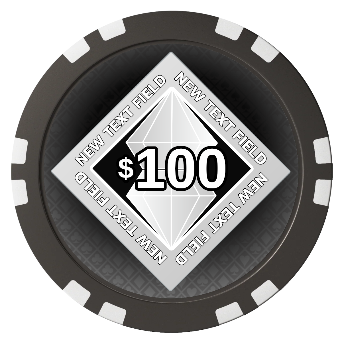 Diamond in the Rough Composite Poker Chips - Black / Double Stripe - Back