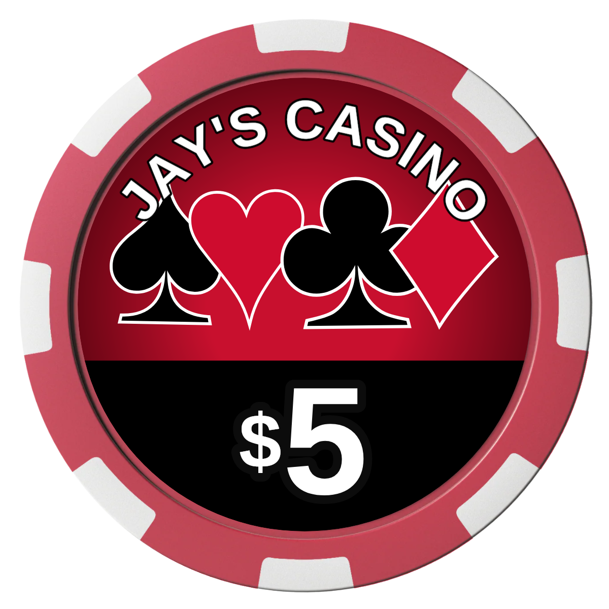 Jay's Casino Magnetic Composite Poker Chips - Red / 8 Spot - Front