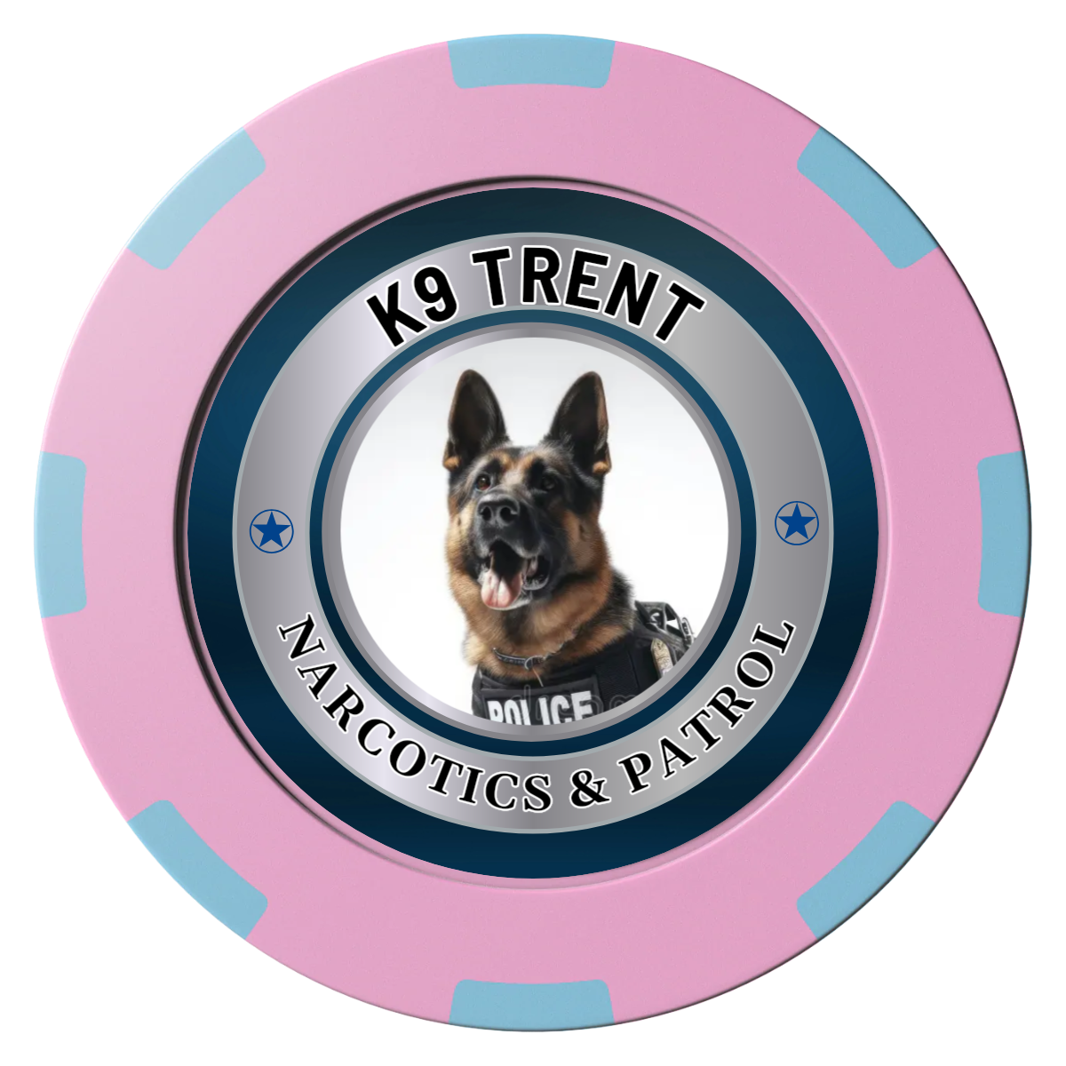 K-9 Trent Clay Poker Chips - Pink / 8 Spot (2 Tone) / 40mm - Front