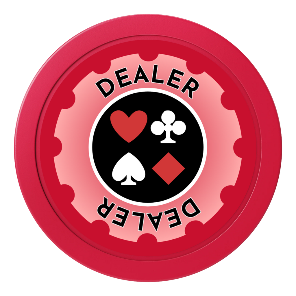 Your Four Suits 2" Composite Dealer Button - Red - Front