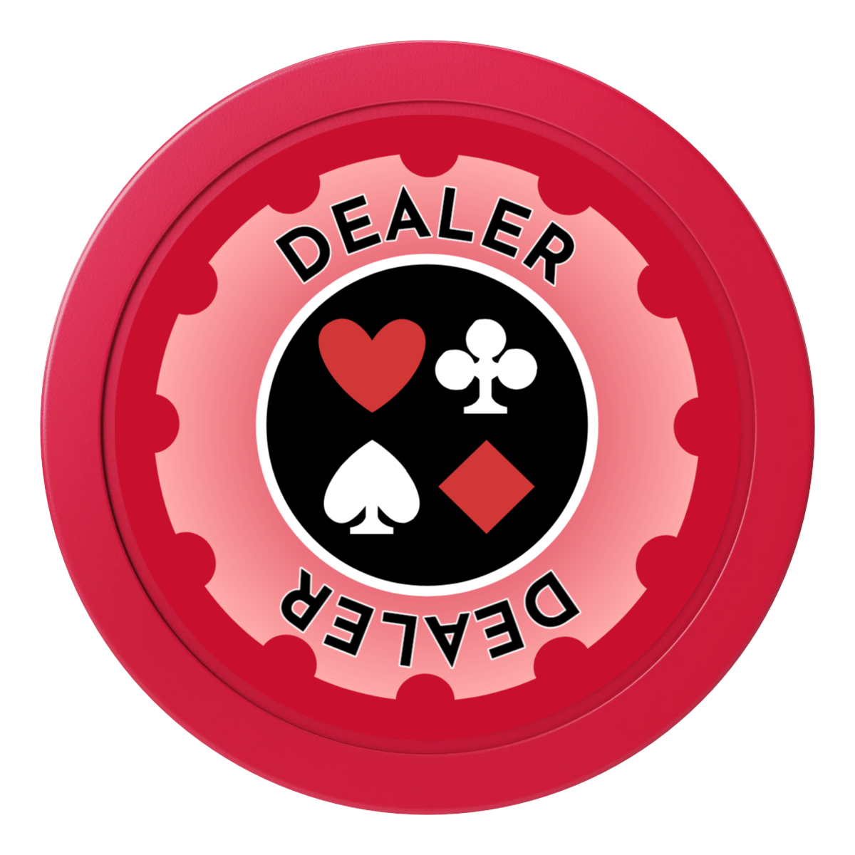 Your Four Suits 2" Composite Dealer Button - Red - Front