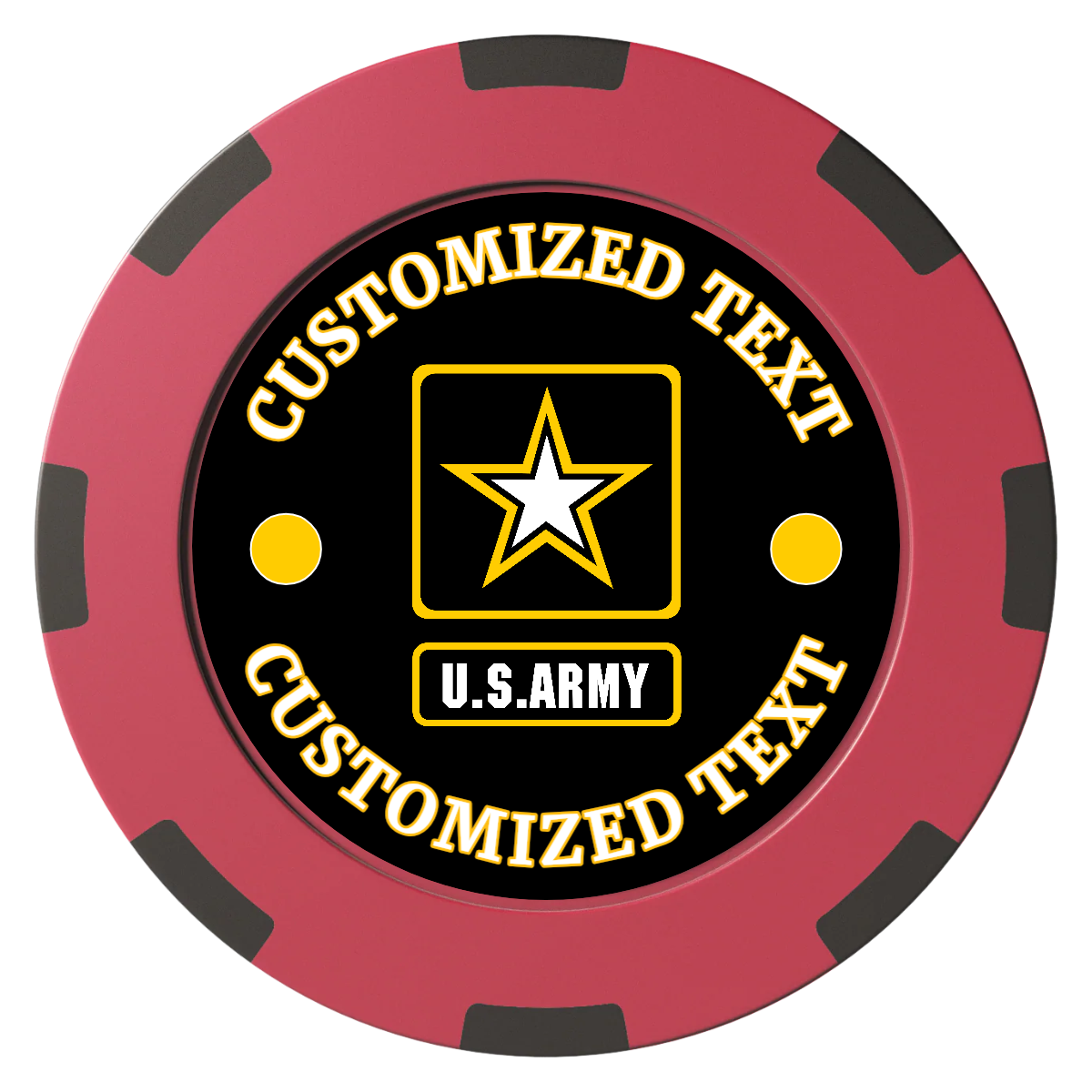 Army Strong Clay Poker Chips - Red / 8 Spot (2 Tone) / 40mm - Front