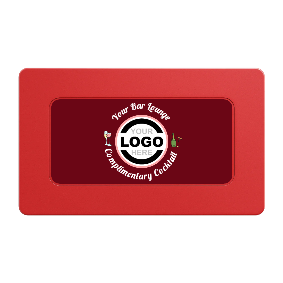Fancy Drink Rectangular Poker Chip Plaques - Red - Back