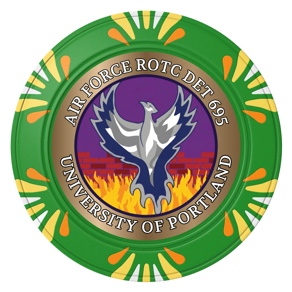 Air Force ROTC Det 695 Clay Poker Chips - Green / Macau / 40mm - Front