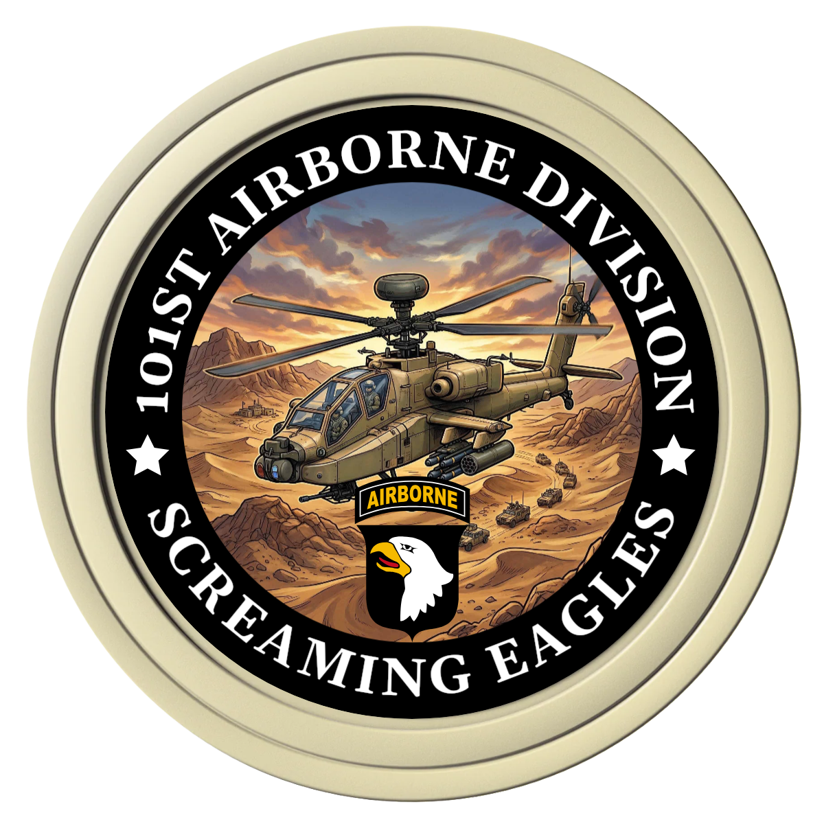 Army Airborne Composite Poker Chips - Ivory / Solid - Front