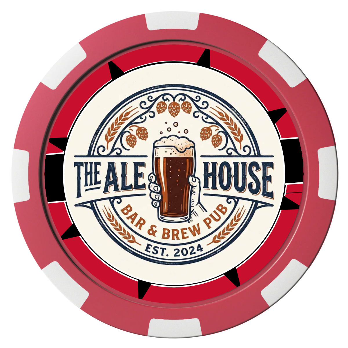 Free Beer Drink Magnetic Composite Poker Chips - Red / 8 Spot - Back