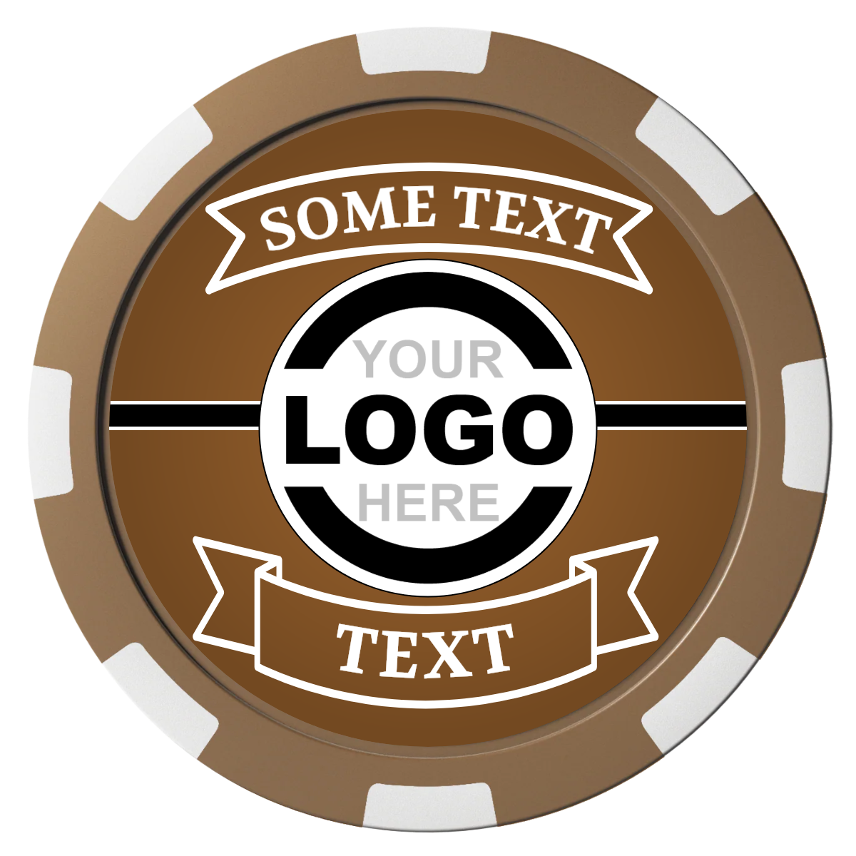 Double Banner Composite Poker Chips - Brown / 8 Spot - Back